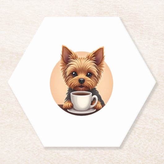 Alles wat ik nodig heb is koffie en mijn Yorkie Kartonnen Onderzetters (Voorkant)