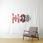 Alles wat ik nodig heb is koffie en mijn Yorkie Wandkleed (In Situ (horizontaal))