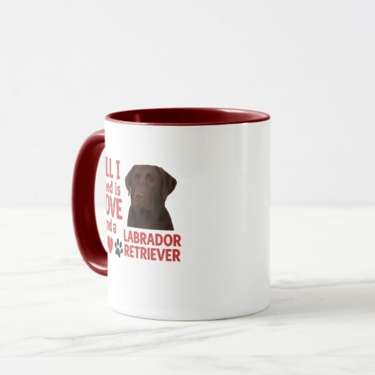 Alles wat ik nodig heb is liefde en een bruine lab mok (Voorkant links)