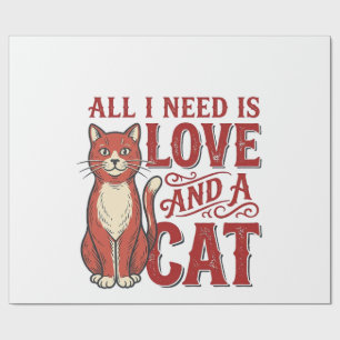 Alles wat ik nodig heb is liefde en een kat Vintag Cadeaupapier
