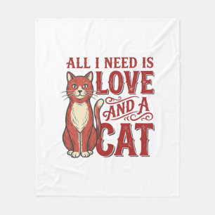 Alles wat ik nodig heb is liefde en een kat Vintag Fleece Deken