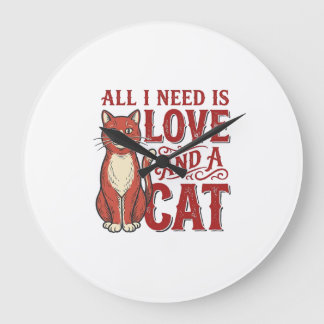 Alles wat ik nodig heb is liefde en een kat Vintag Grote Klok