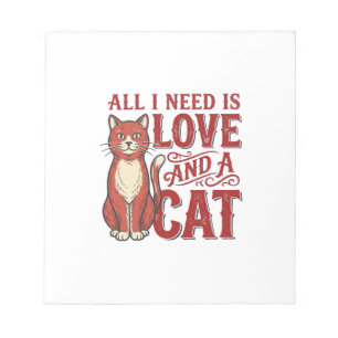 Alles wat ik nodig heb is liefde en een kat Vintag Notitieblok