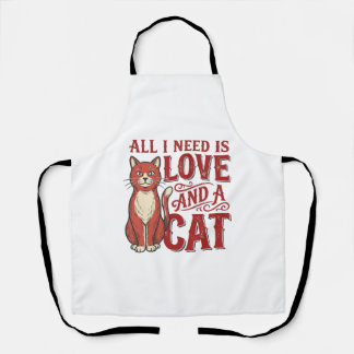 Alles wat ik nodig heb is liefde en een kat Vintag Schort