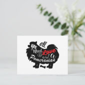 Alles wat ik nodig heb is liefde en een Pommeren Feestdagenkaart (Staand voorkant)