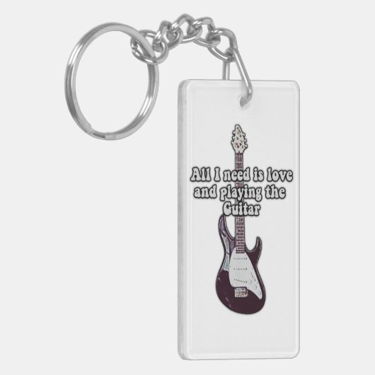 Alles wat ik nodig heb is liefde en gitaar spelen. sleutelhanger (Voorkant Links)