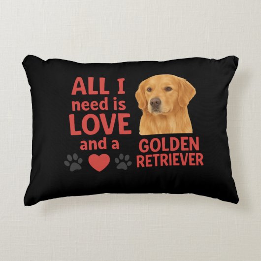 Alles wat ik nodig heb is liefde en Golden Retriev Accent Kussen (Voorkant)