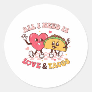 Alles wat ik nodig heb is liefde en tacos Funny Va Ronde Sticker