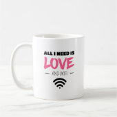 Alles wat ik nodig heb is Love en WIFI Koffiemok (Links)