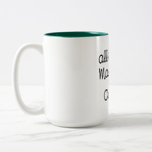 Alles wat ik nodig heb is mascara cafeïne grappige tweekleurige koffiemok (Links)