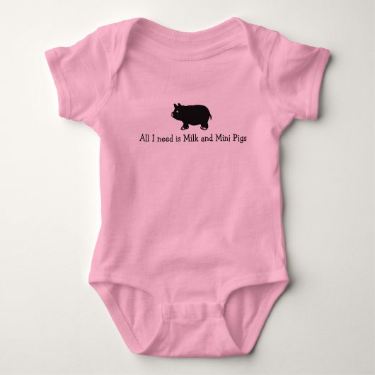 Alles wat ik nodig heb is Melk en Mini Pigs Baby T Romper (Voorkant)