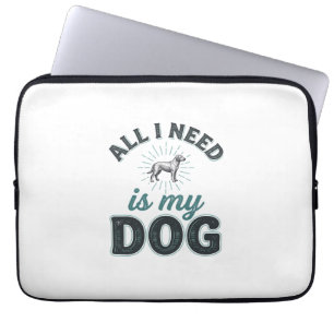Alles wat ik nodig heb is mijn hond Vintage gravur Laptop Sleeve