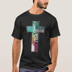 Alles wat ik nodig heb is muziek Jezus Christelijk T-shirt