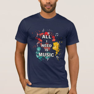 Alles wat ik nodig heb is muziek, kleurrijke moder t-shirt