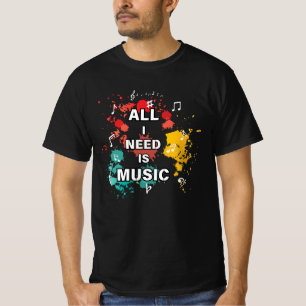 Alles wat ik nodig heb is muziek, kleurrijke moder t-shirt
