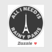 Alles wat ik nodig heb is Rainy Paris - v2 wit Sticker (Vel)