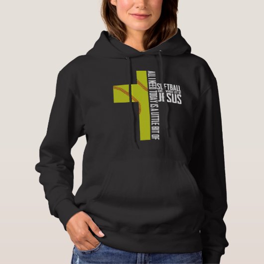 Alles wat ik nodig heb is Softball en Jezus Gift Hoodie (Voorkant)