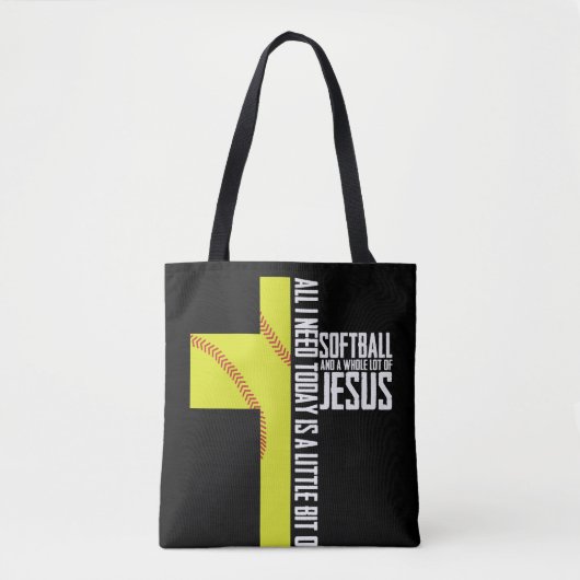 Alles wat ik nodig heb is Softball en Jezus Gift Tote Bag (Voorkant)