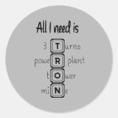 Alles wat ik nodig heb is TRON Ronde Sticker (Voorkant)
