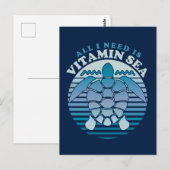 Alles wat ik nodig heb is vitamine Zee - Retrofsch Briefkaart (Voorkant / Achterkant)