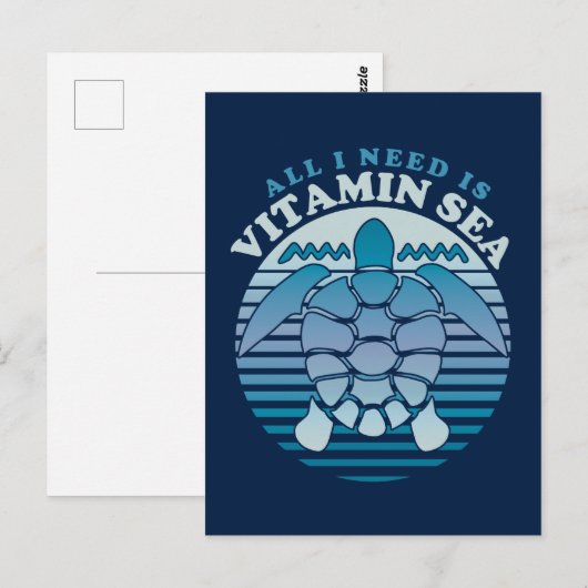 Alles wat ik nodig heb is vitamine Zee - Retrofsch Briefkaart (Voorkant / Achterkant)