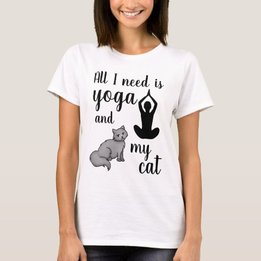 Alles wat ik nodig heb is Yoga en mijn kat T-shirt (Voorkant)