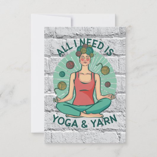 Alles wat ik nodig heb is Yoga en Yarne zin Bedankkaart (Voorkant)
