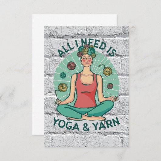 Alles wat ik nodig heb is Yoga en Yarne zin Bedankkaart (Voorkant / Achterkant)