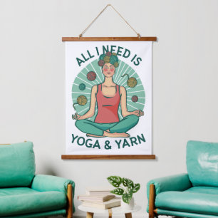 Alles wat ik nodig heb is Yoga en Yarne zin Hangend Wandkleed