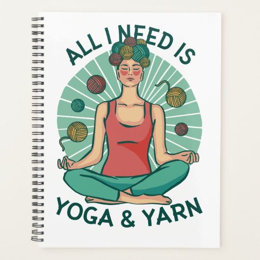 Alles wat ik nodig heb is Yoga en Yarne zin Planner (Voorkant)