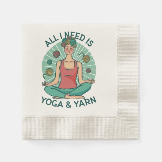 Alles wat ik nodig heb is Yoga en Yarne zin Servet (Voorkant)