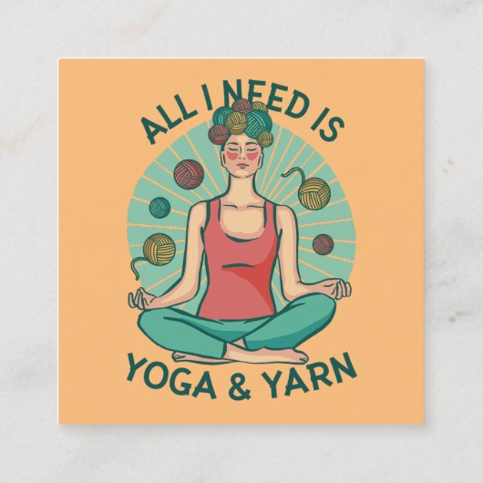 Alles wat ik nodig heb is Yoga en Yarne zin Vierkante Visitekaartje (Achterkant)