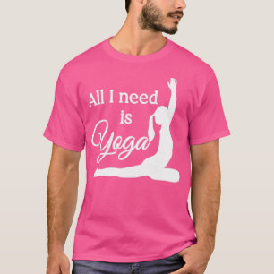 Alles wat ik nodig heb is Yoga White Pink T-shirt