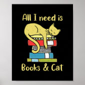 Alles wat ik nodig heb, zijn boeken en kat Lazy Ca Poster (Voorkant)
