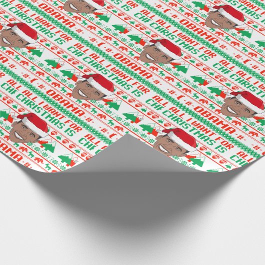 Alles wat ik voor Kerstmis wil is Barack Obama Cadeaupapier (Hoek)