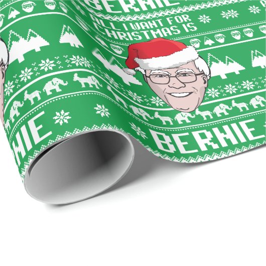 Alles wat ik voor Kerstmis wil is Bernie Sanders Cadeaupapier (Rol Hoek)