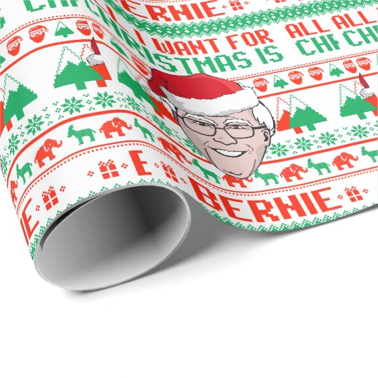 Alles wat ik voor Kerstmis wil is Bernie Sanders Cadeaupapier (Rol Hoek)