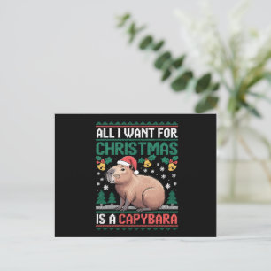 Alles wat ik voor Kerstmis wil is een capybara die Feestdagenkaart