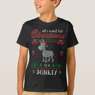 Alles wat ik voor Kerstmis wil is een Donkey Ugly T-shirt