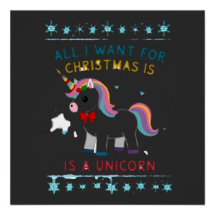 Alles wat ik voor Kerstmis wil is een eenhoorn lel Perfect Poster