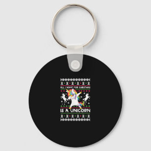 Alles wat ik voor Kerstmis wil is een eenhoorn T-s Sleutelhanger