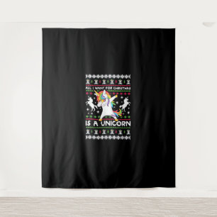 Alles wat ik voor Kerstmis wil is een eenhoorn T-s Wandkleed