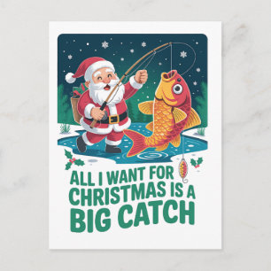 Alles wat ik voor Kerstmis wil is een grote vangst Uitnodiging Briefkaart
