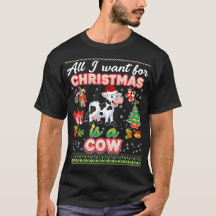 Alles wat ik voor Kerstmis wil is een Koe die verb T-shirt