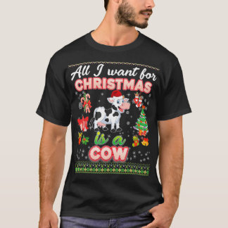 Alles wat ik voor Kerstmis wil is een Koe die verb T-shirt