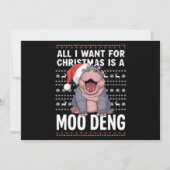 Alles wat ik voor Kerstmis wil is een Moo Deng  Feestdagenkaart (Voorkant)