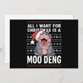Alles wat ik voor Kerstmis wil is een Moo Deng  Feestdagenkaart (Voorkant / Achterkant)
