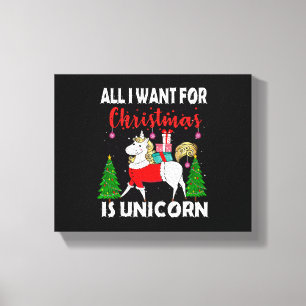 Alles wat ik voor Kerstmis wil is eenhoorn Canvas Afdruk