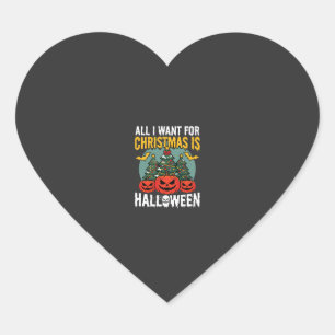 Alles wat ik voor kerstmis wil is Halloween-ontwer Hart Sticker