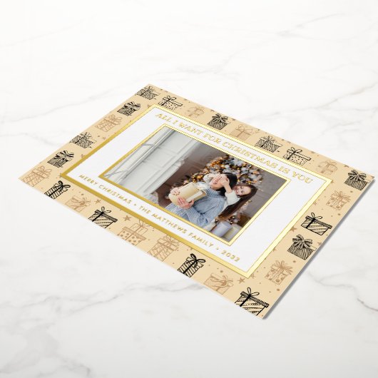 Alles wat ik voor Kerstmis wil is jou | Folie Feestdagenkaart (Gedraaid)